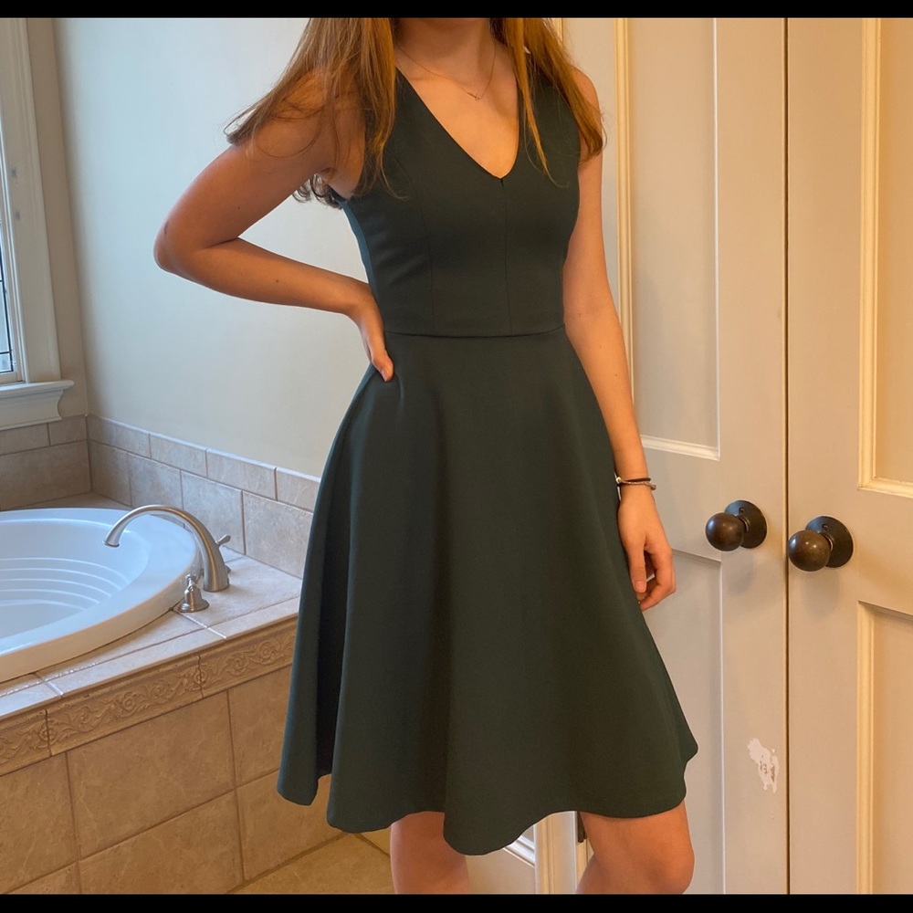 Lulu’s Hello World Dark Green Midi Dress